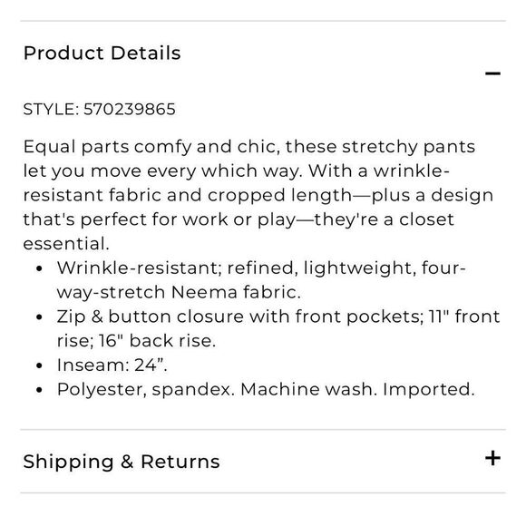 Chicos Tan Zenergy Zip Front Cropped Lightweight Pants - Picture 4 of 12